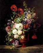 unknow artist, Floral, beautiful classical still life of flowers.078